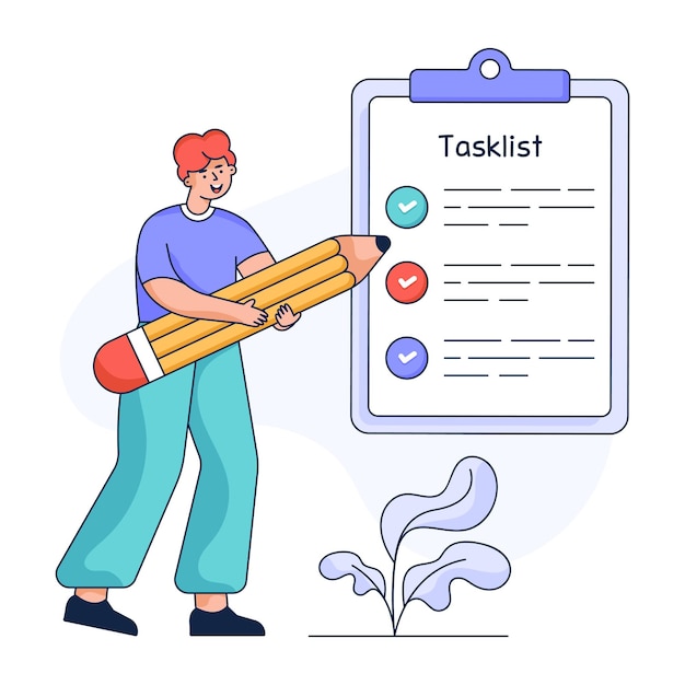 Ilustración plana premium de la lista de tareas