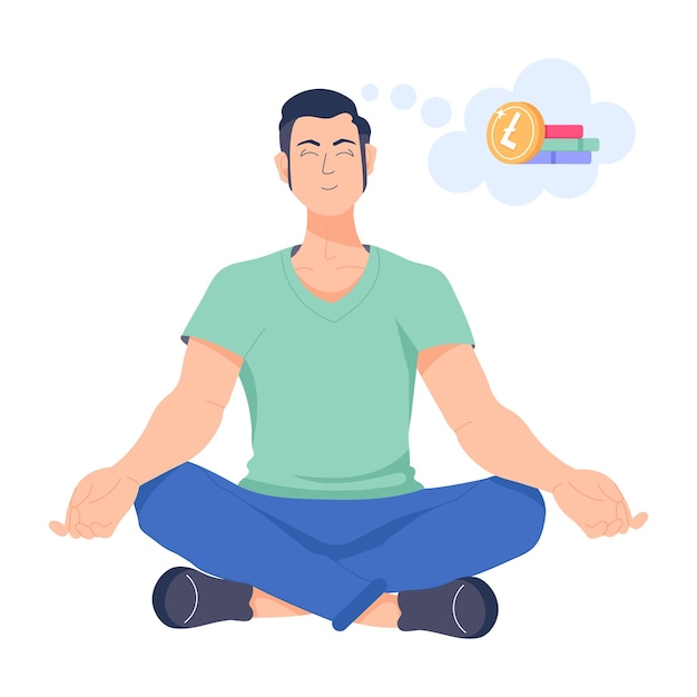 Ilustración plana premium de meditación de trabajo