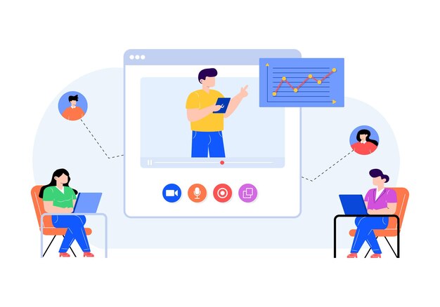 Ilustración plana premium de reunión web