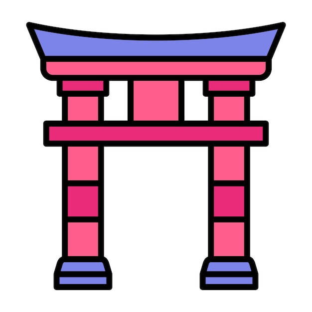Ilustración plana de la puerta torii