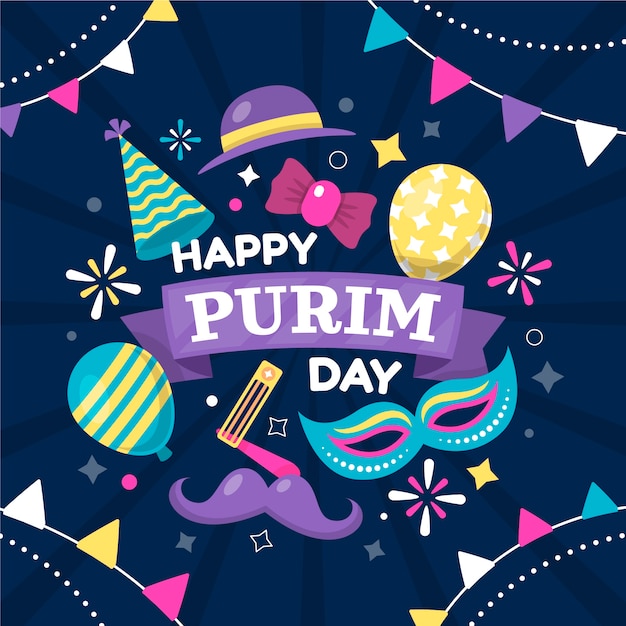 Ilustración plana de purim