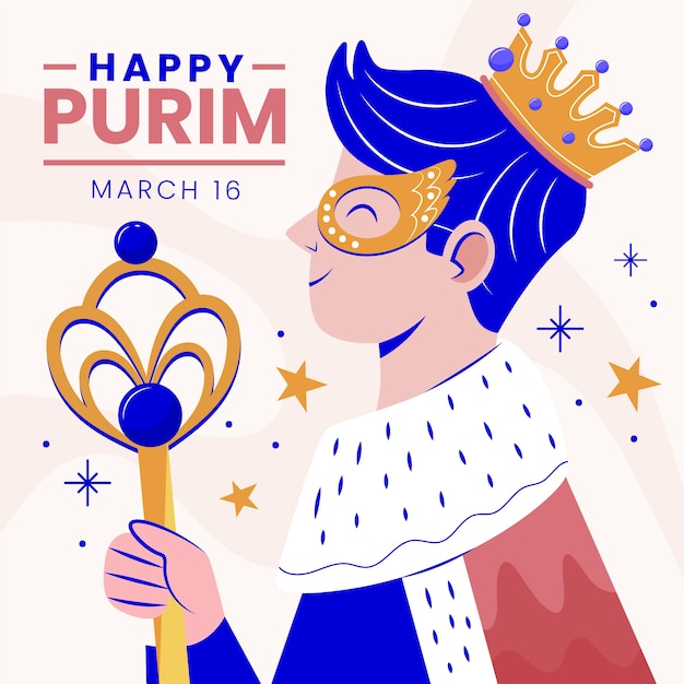 Vector ilustración plana de purim