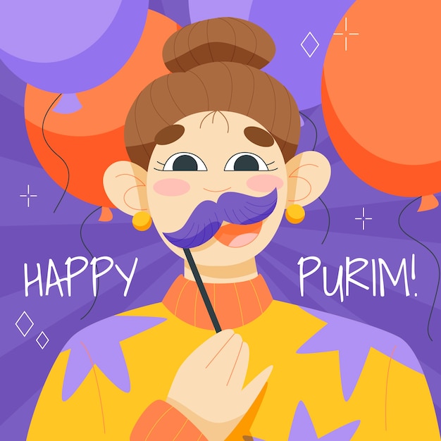 Vector ilustración plana de purim