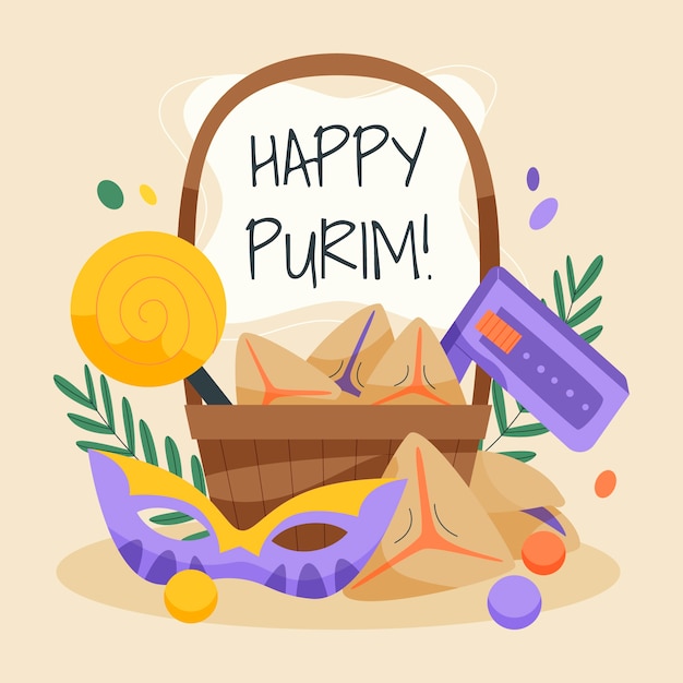 Vector ilustración plana de purim