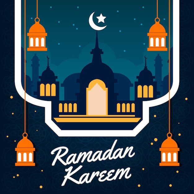 Ilustración plana de ramadán kareem