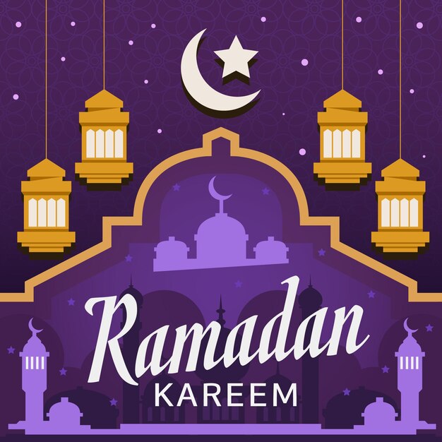 Ilustración plana de ramadán kareem