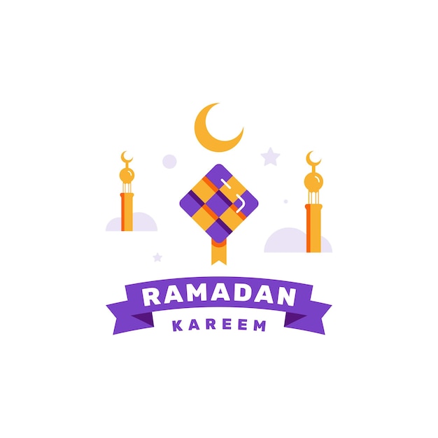 Ilustración plana de Ramadan Kareem