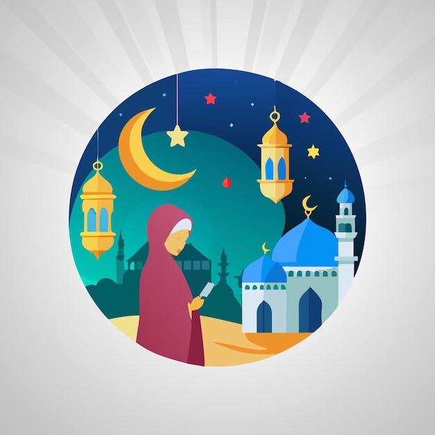 Ilustración plana de Ramadán Ramadán