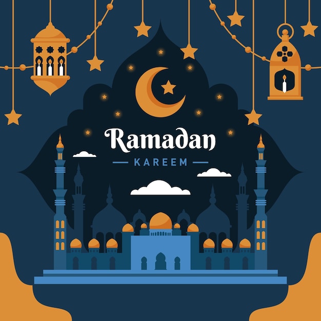 Ilustración plana de ramadán