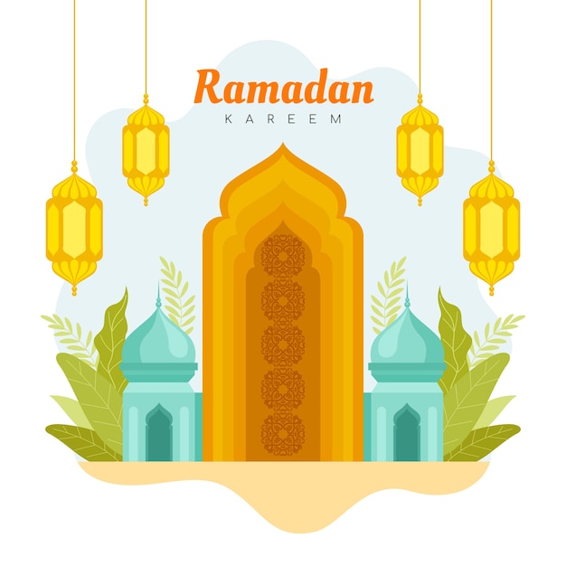 Ilustración plana de ramadán