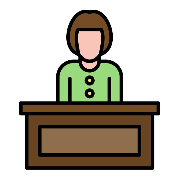 Ilustración plana de la recepcionista