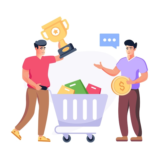 Vector ilustración plana de recompensa de compras para web y aplicaciones