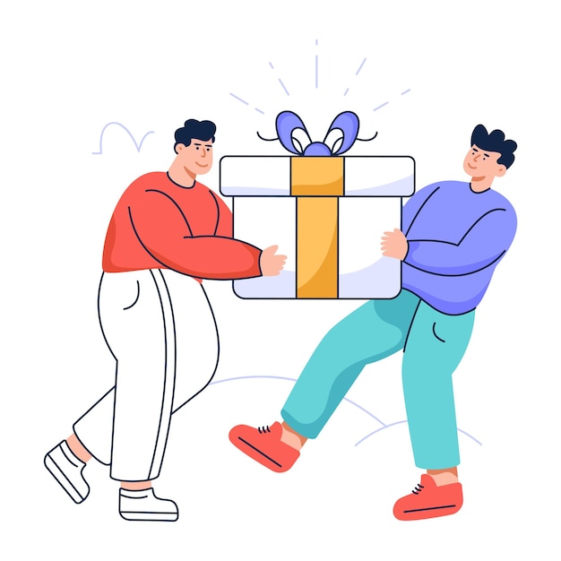 Una ilustración plana de regalo sorpresa