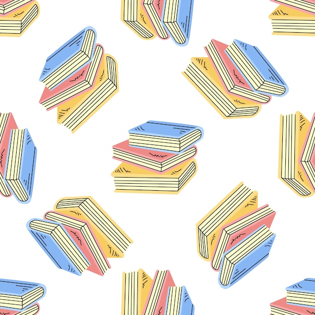 Ilustración plana de regreso a la escuela Ilustración esencial de la escuela Libros de texto vectoriales patrón sin costurasx9