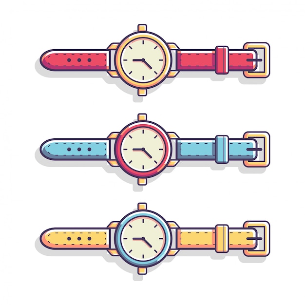 Ilustración plana de reloj de mano casual clásico vector