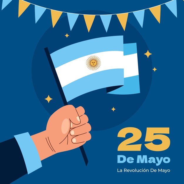 Ilustración plana para la revolución de mayo argentina