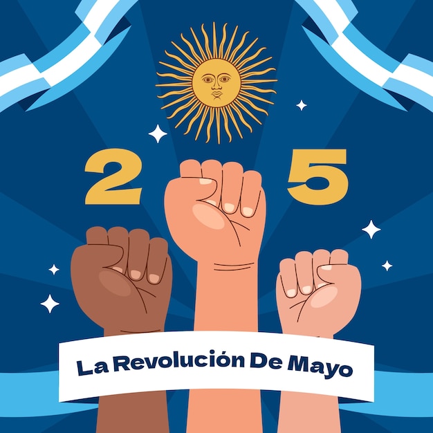 Ilustración plana para la revolución de mayo argentina