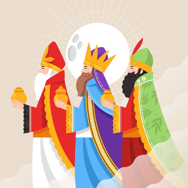 Vector ilustración plana de reyes magos