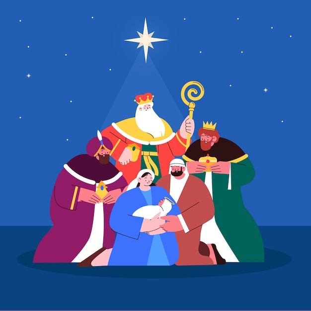 Vector ilustración plana para reyes magos