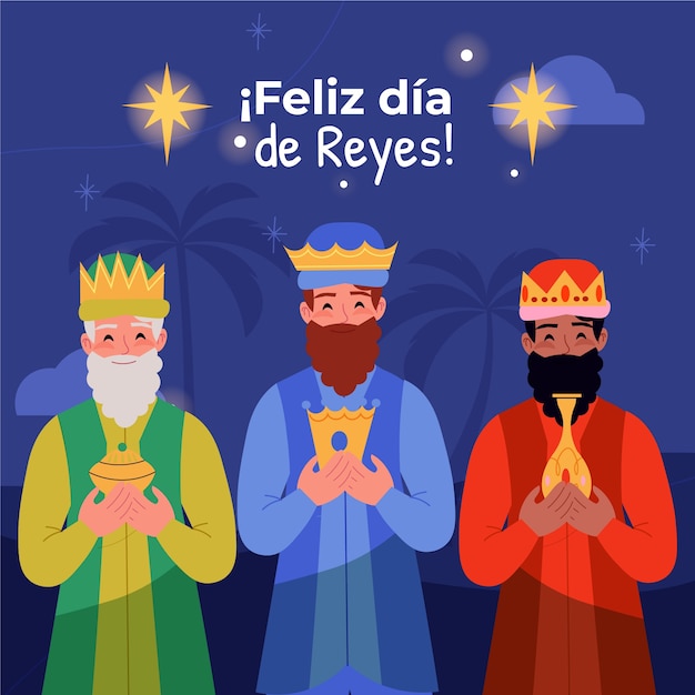 Vector ilustración plana de reyes magos