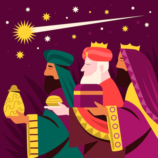 Vector ilustración plana para reyes magos