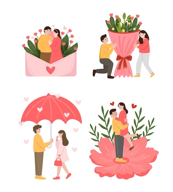 Vector ilustración plana romántica para una pareja el día de san valentín