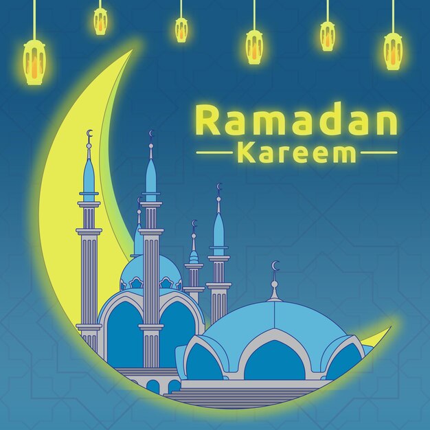 Vector ilustración plana de saludos de ramadan kareem