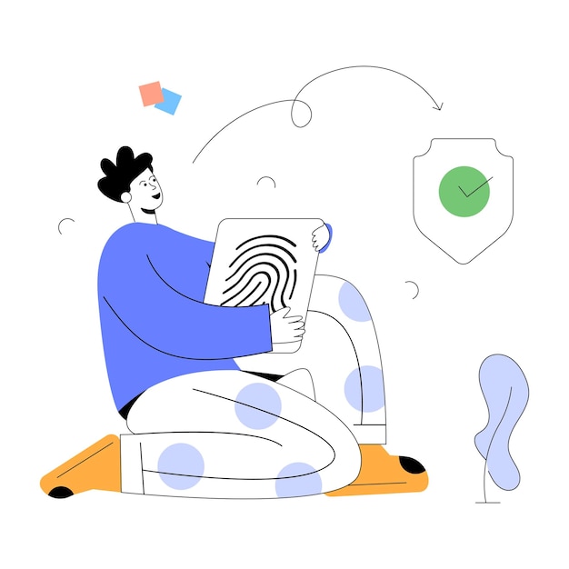 Una ilustración plana de seguridad biométrica.
