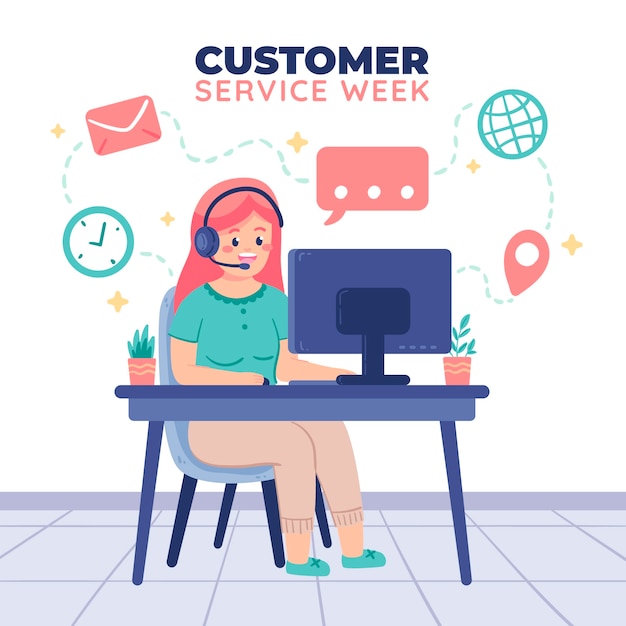 Vector ilustración plana de semana de servicio al cliente