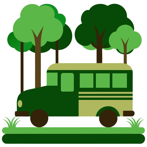 Ilustración plana sencilla del autobús escolar estilo clipart de dibujos animados Educación estadounidense