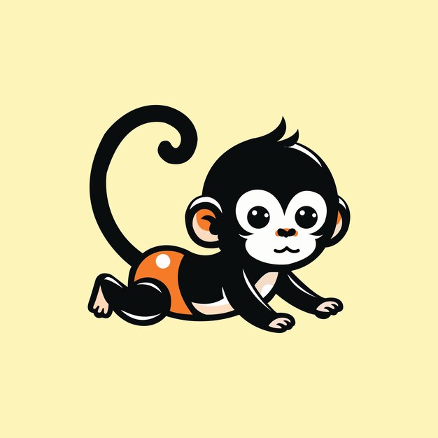 Ilustración plana y sencilla del mono bebé