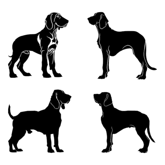 Ilustración plana de la silueta del perro sabueso
