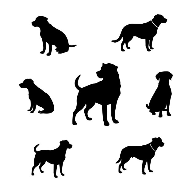 Ilustración plana de la silueta de un perro