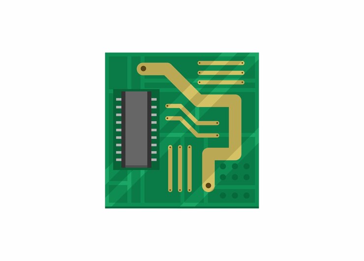 Vector ilustración plana simple de la placa de pcb