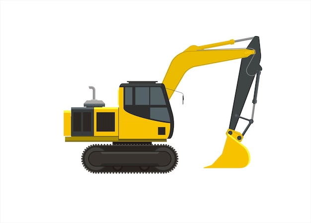Ilustración plana simple del vehículo de la excavadora.