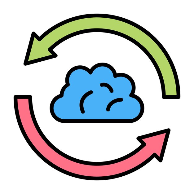Ilustración plana de sincronización en la nube