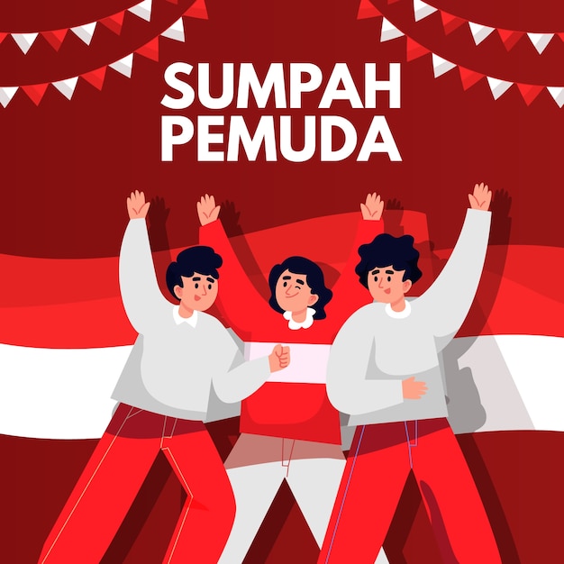 Ilustración plana para sumpah pemuda indonesia