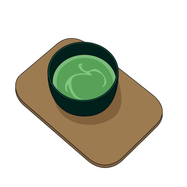 Ilustración plana del té verde matcha