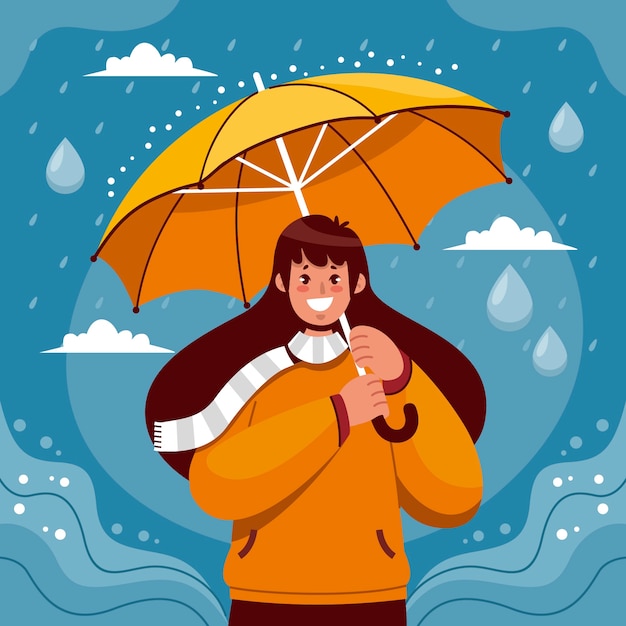 Vector ilustración plana para la temporada del monzón
