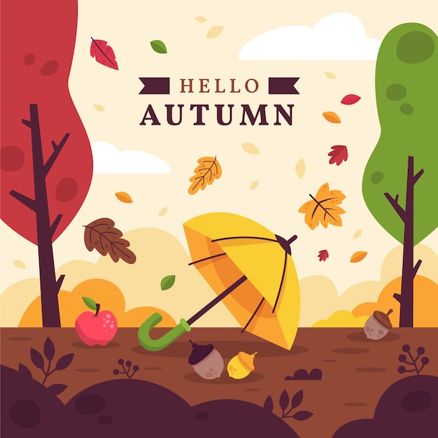 Ilustración plana para la temporada de otoño