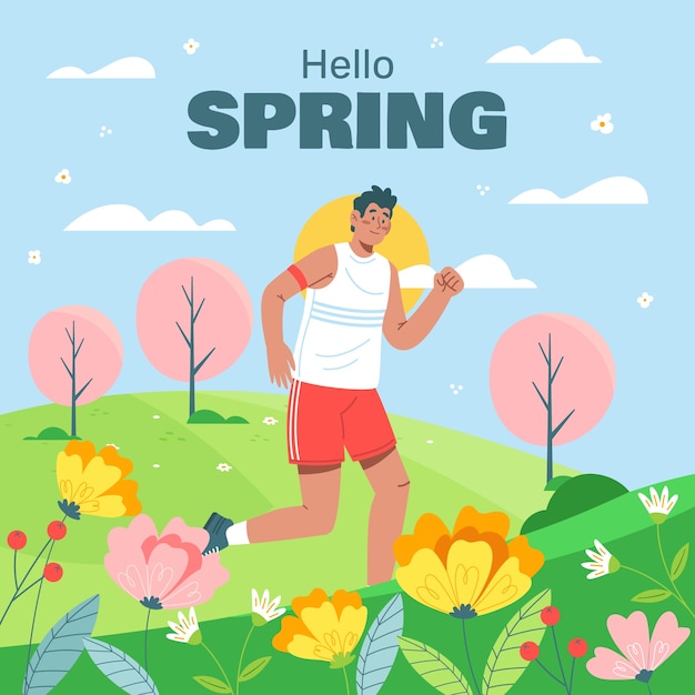 Ilustración plana para la temporada de primavera.