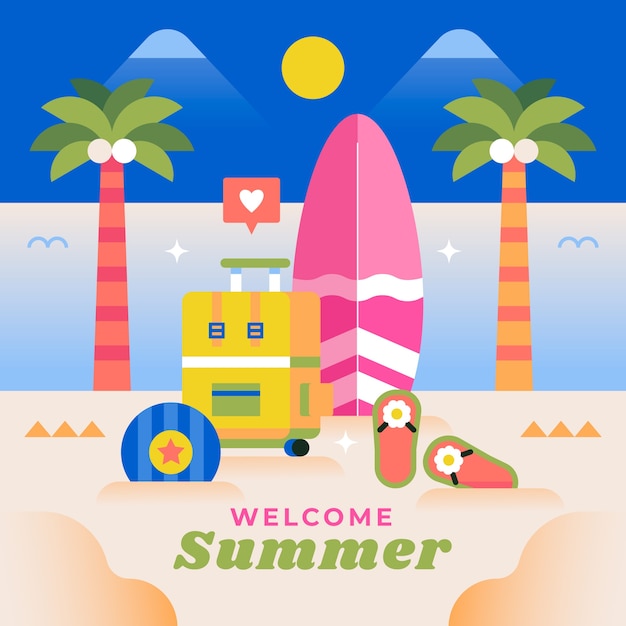 Ilustración plana para la temporada de verano.