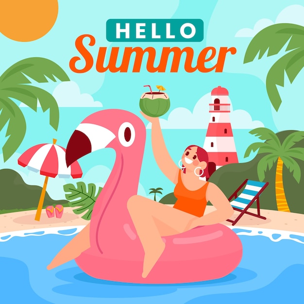 Ilustración plana para la temporada de verano.