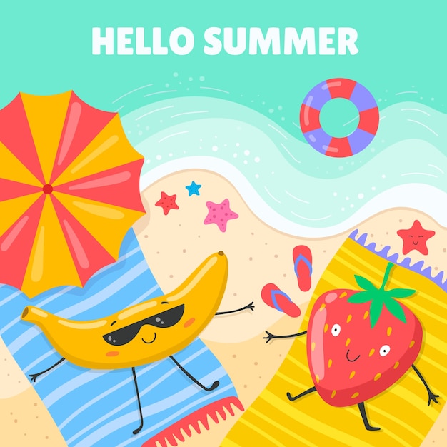 Ilustración plana para la temporada de verano.