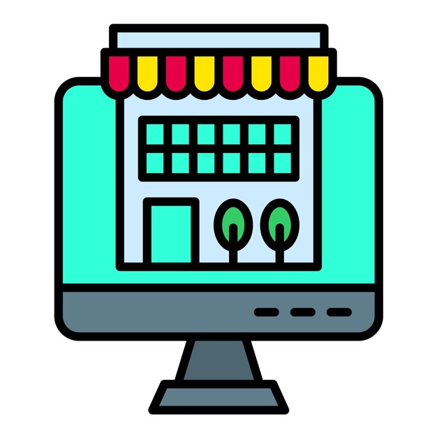 Ilustración plana de la tienda en línea