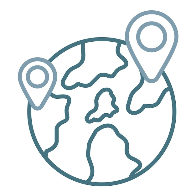 Ilustración plana de la ubicación del mundo