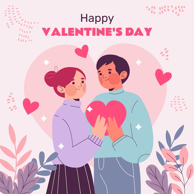 Ilustración plana para las vacaciones del Día de San Valentín
