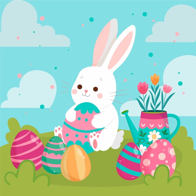 Vector ilustración plana para las vacaciones de pascua.