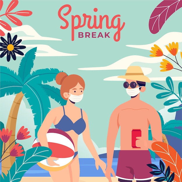 Ilustración plana de vacaciones de primavera