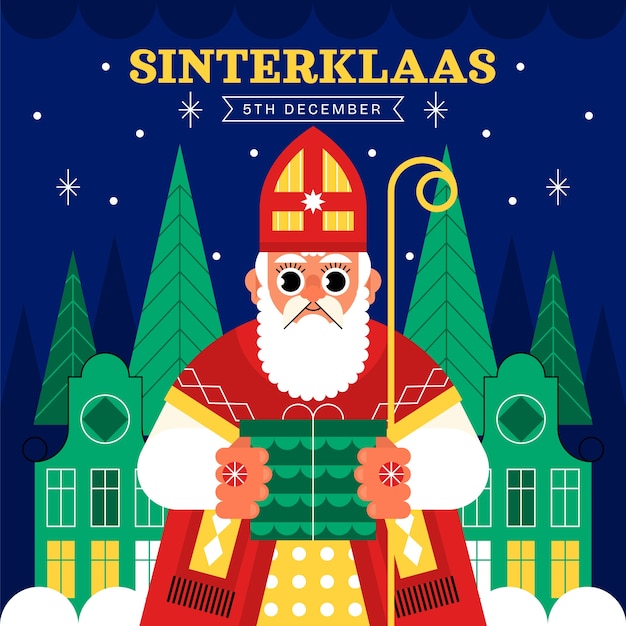 Ilustración plana para las vacaciones de sinterklaas.